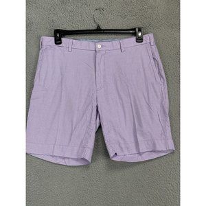 VINTAGE Polo Ralph Lauren Shorts Mens 35 Purple Checkered Khaki Chino Flat Front